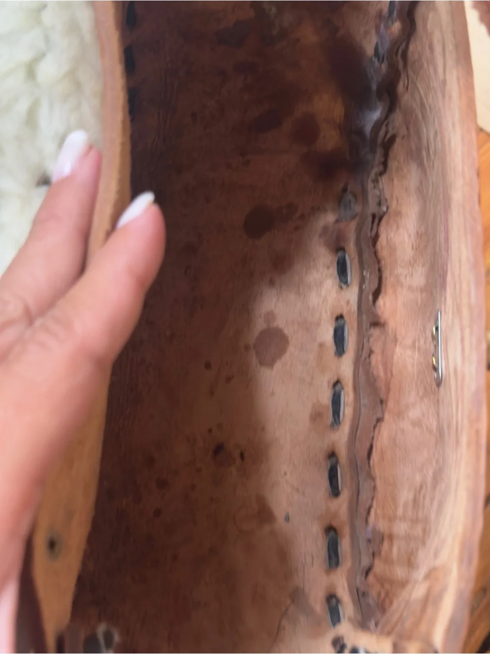 Vintage Handcrafted Tooled Leather Saddle Bag - Brown